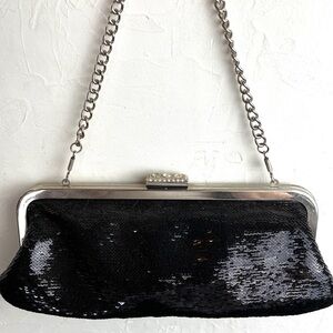 Elegant Black Sequin Clutch Bag